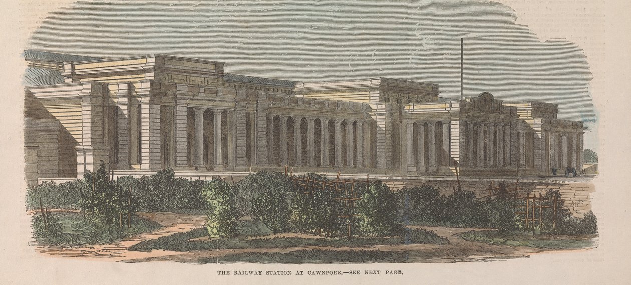 Het treinstation in Cawnpore door Unknown artist