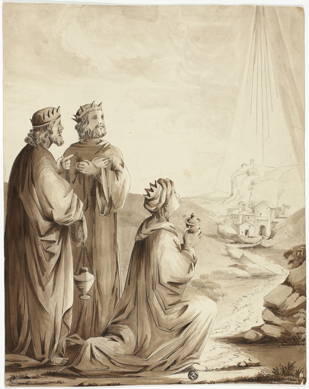 De drie wijzen naar de ster van Bethlehem door Unknown artist