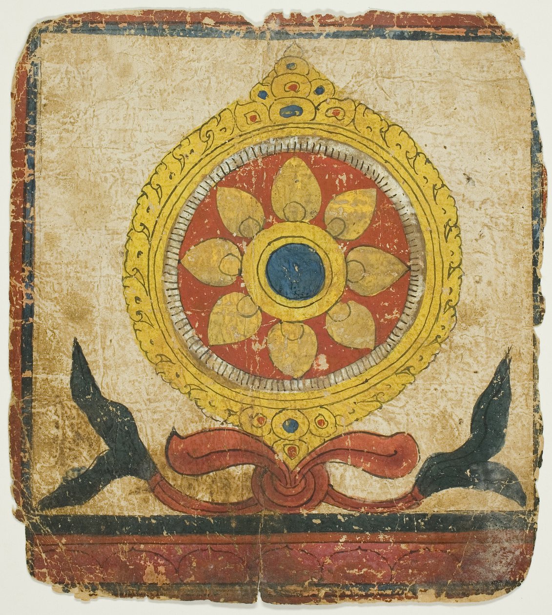 Het Wiel der Wet (Dharmachakra), uit een set inwijdingskaarten (Tsakali) door Unknown artist