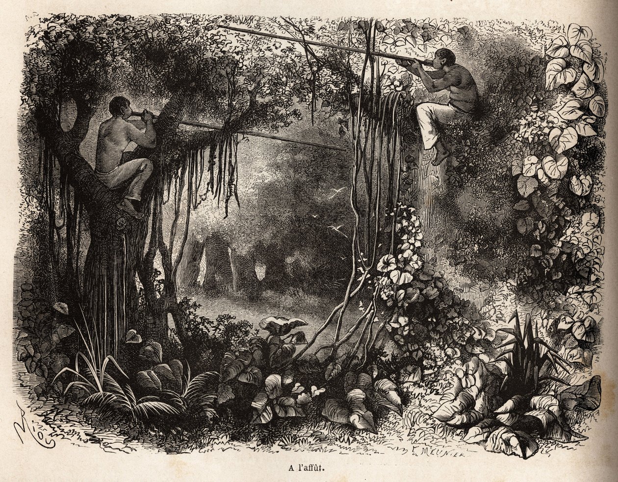De Yahua-indianen van Peru op de uitkijk voor wild door Unknown artist