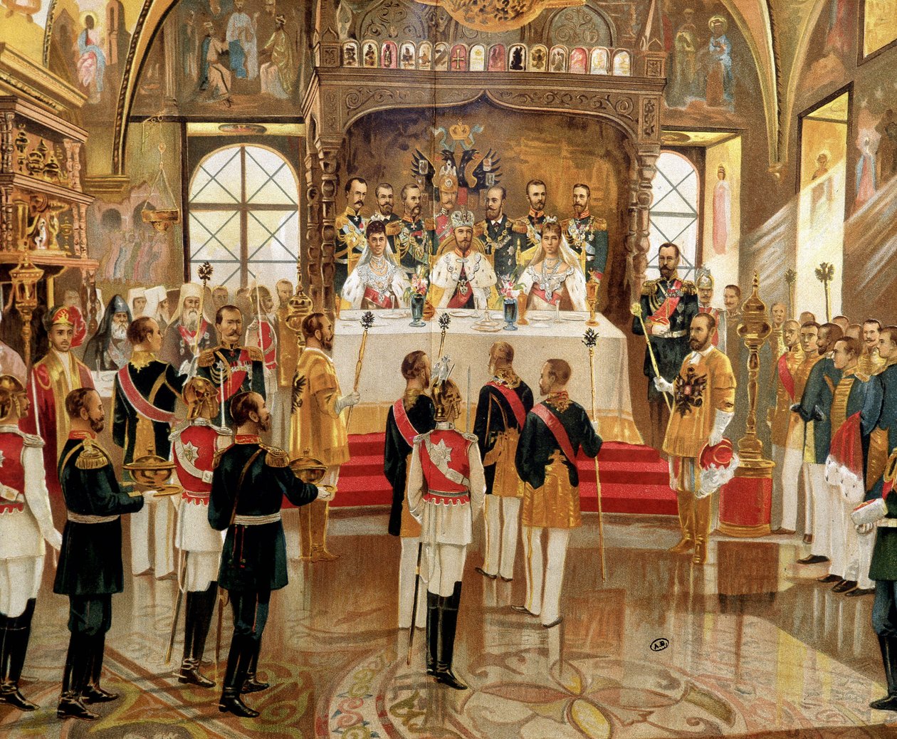 De kroning van tsaar Nicolaas II (1868-1918) in Moskou, Rusland door Unknown artist