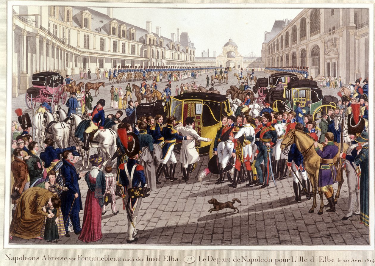 Het vertrek van Napoleon naar het eiland Elba op 20 april door Unknown artist