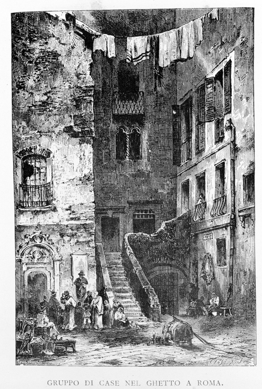 Het ghetto van Rome in de 19e eeuw. door Unknown artist