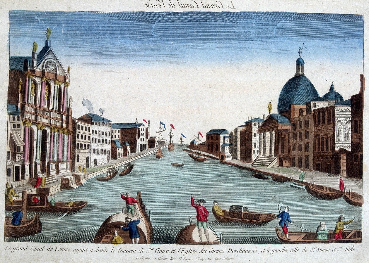 Het grote kanaal van Venetië. Rechts: het klooster van Santa Claire en de kerk van Carmes Deschaussés. Links: kerk van St. Simon en St. Jude. door Unknown artist