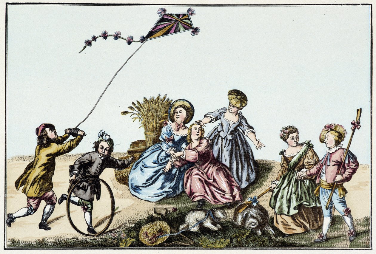 De vlieger in de 18e eeuw door Unknown artist