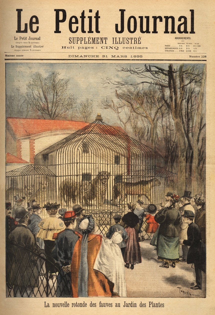 De nieuwe rotonde van de beesten in de plantentuin in Parijs. Gravure in 