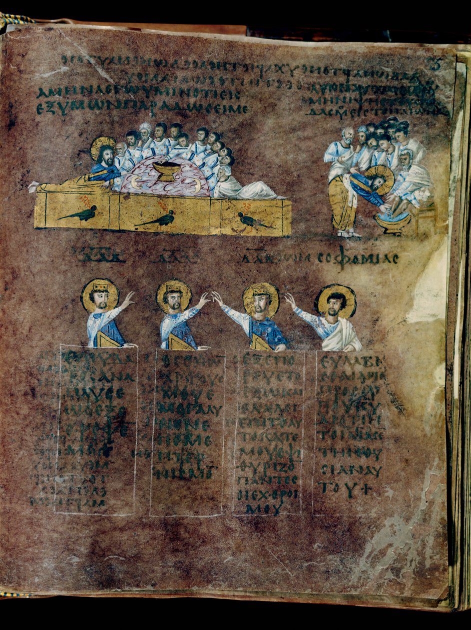 De paarse Codex Rossanensis, 6e eeuw (manuscript) door Unknown artist