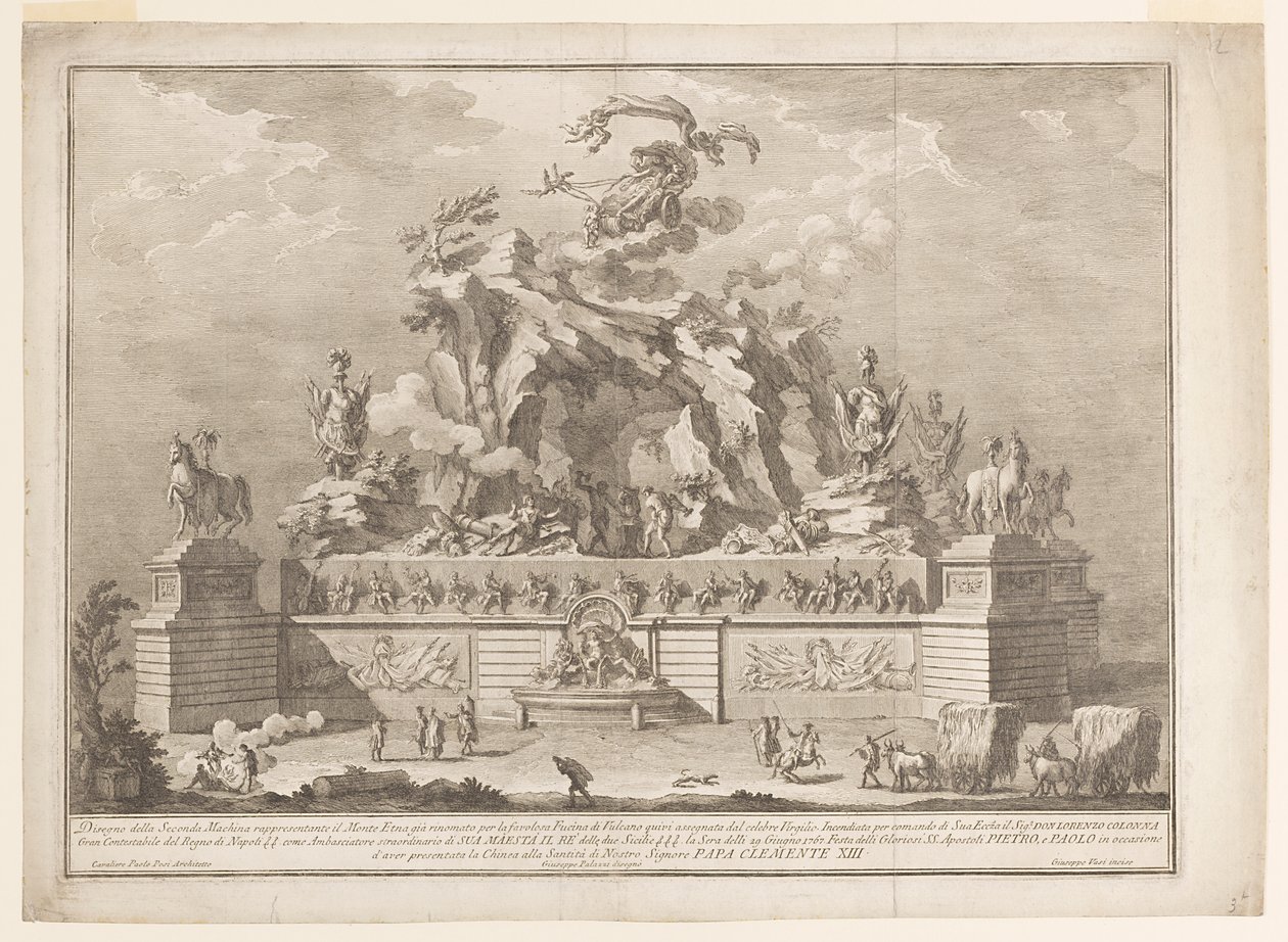 De voorstelling van de Etna met de smidse van Vulcanus door Unknown artist