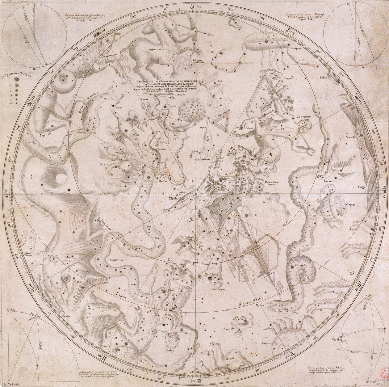 De rechte klimmingen en declinaties van de belangrijkste vaste sterren in beide hemisferen tot het jaar 1678 door Unknown artist