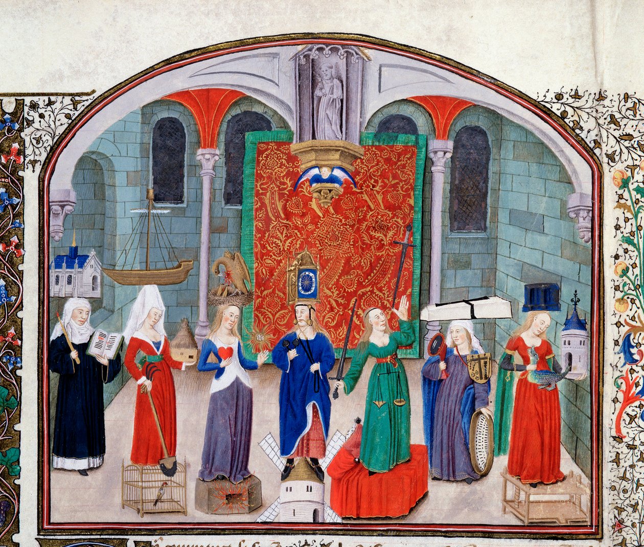 Theorie van theologische en kardinale deugden. Miniatuur uit het manuscript 