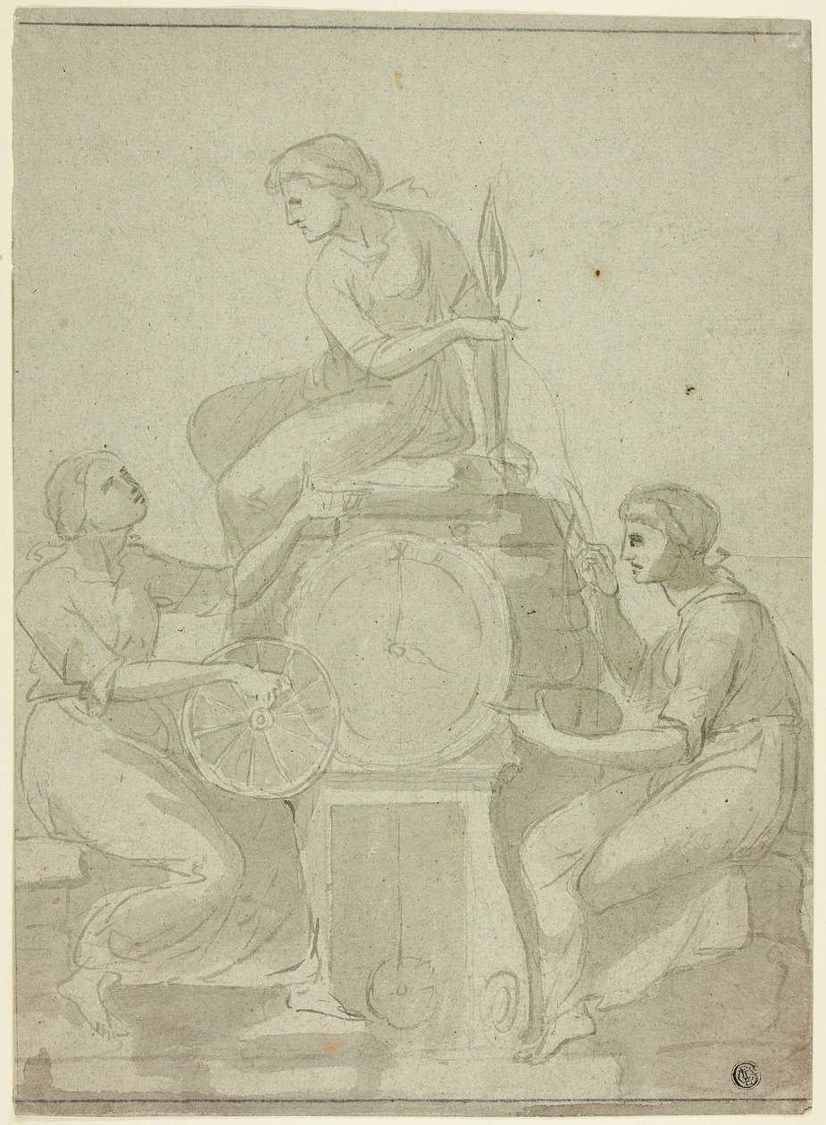 De Drie Schikgodinnen (Ontwerp voor Klok) door Unknown artist