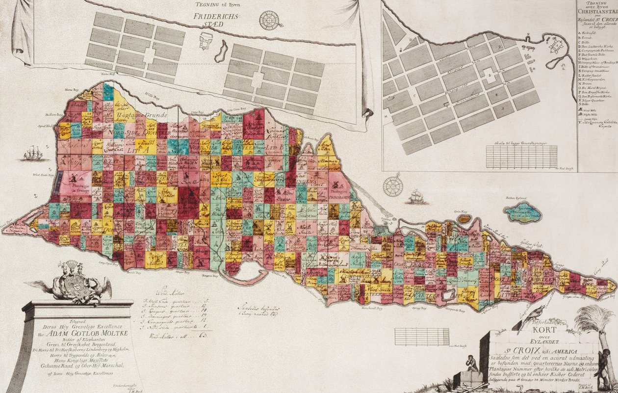 Betrouwbare kaart van het eiland St. Croix in Amerika, Kopenhagen door Unknown artist