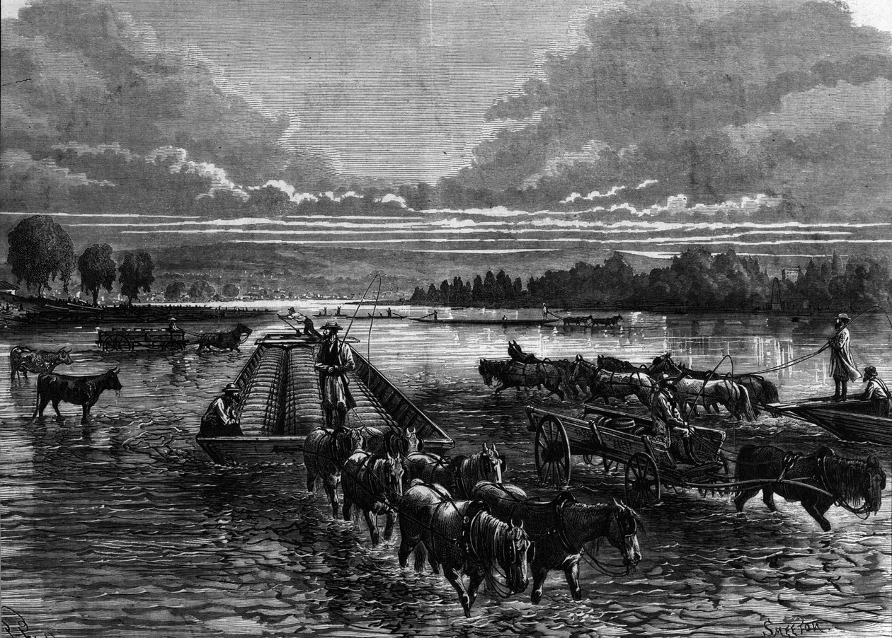 Transport van olievaten naar Oil Creek, Pennsylvania, VS door Unknown artist