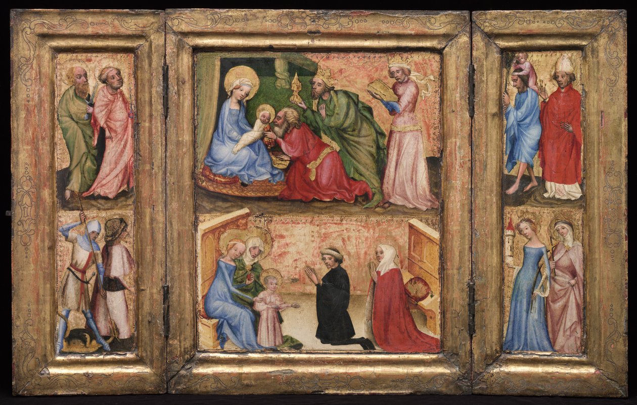 Drieluik met de aanbidding van de wijzen door Unknown artist