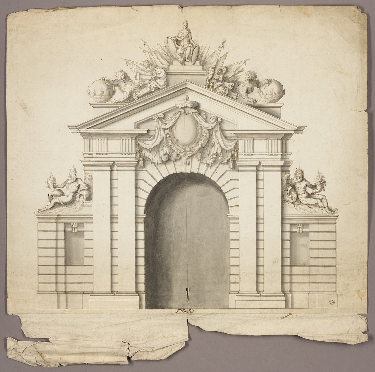 Triomfboog met Orde van het Gulden Vlies in het midden door Unknown artist