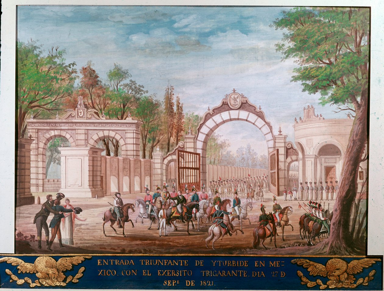 Triomfantelijke intocht van Agustín Iturbide, eerste keizer van onafhankelijk Mexico, in Mexico-Stad 7/09/1821 door Unknown artist