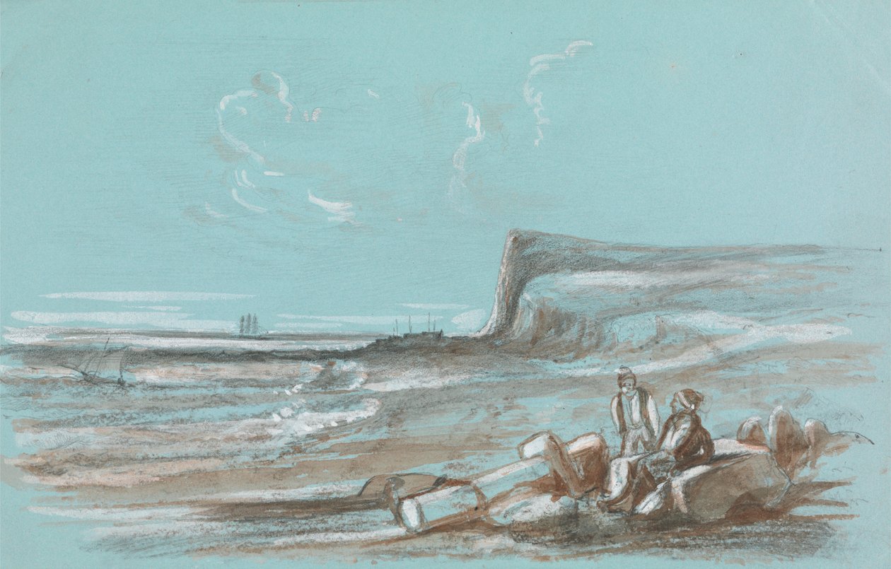 Twee vissers op een strand door Unknown artist