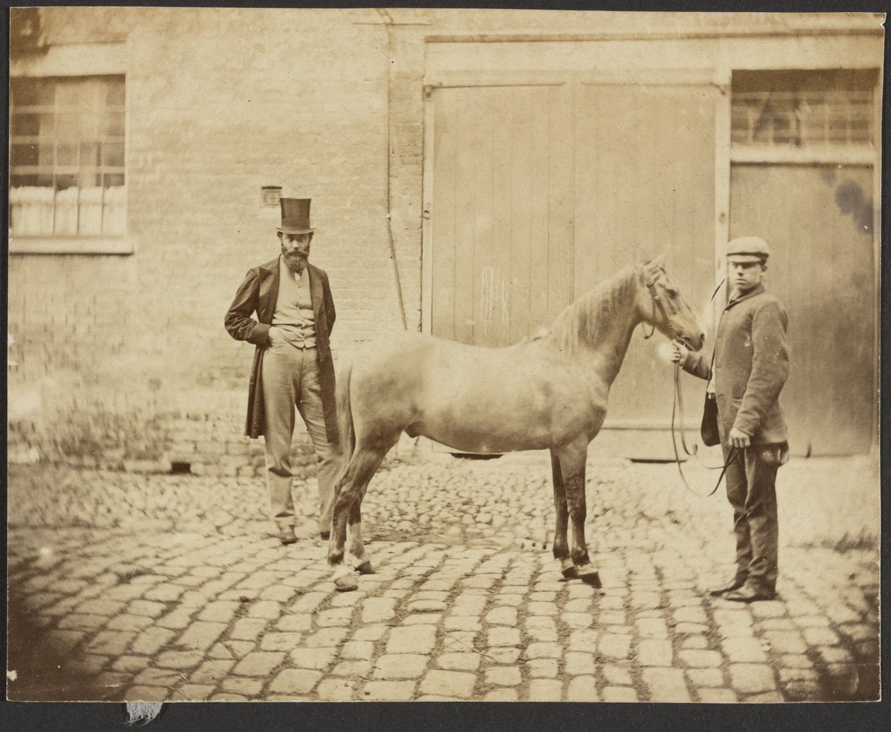 [Two Men and a Horse]. door Unknown artist