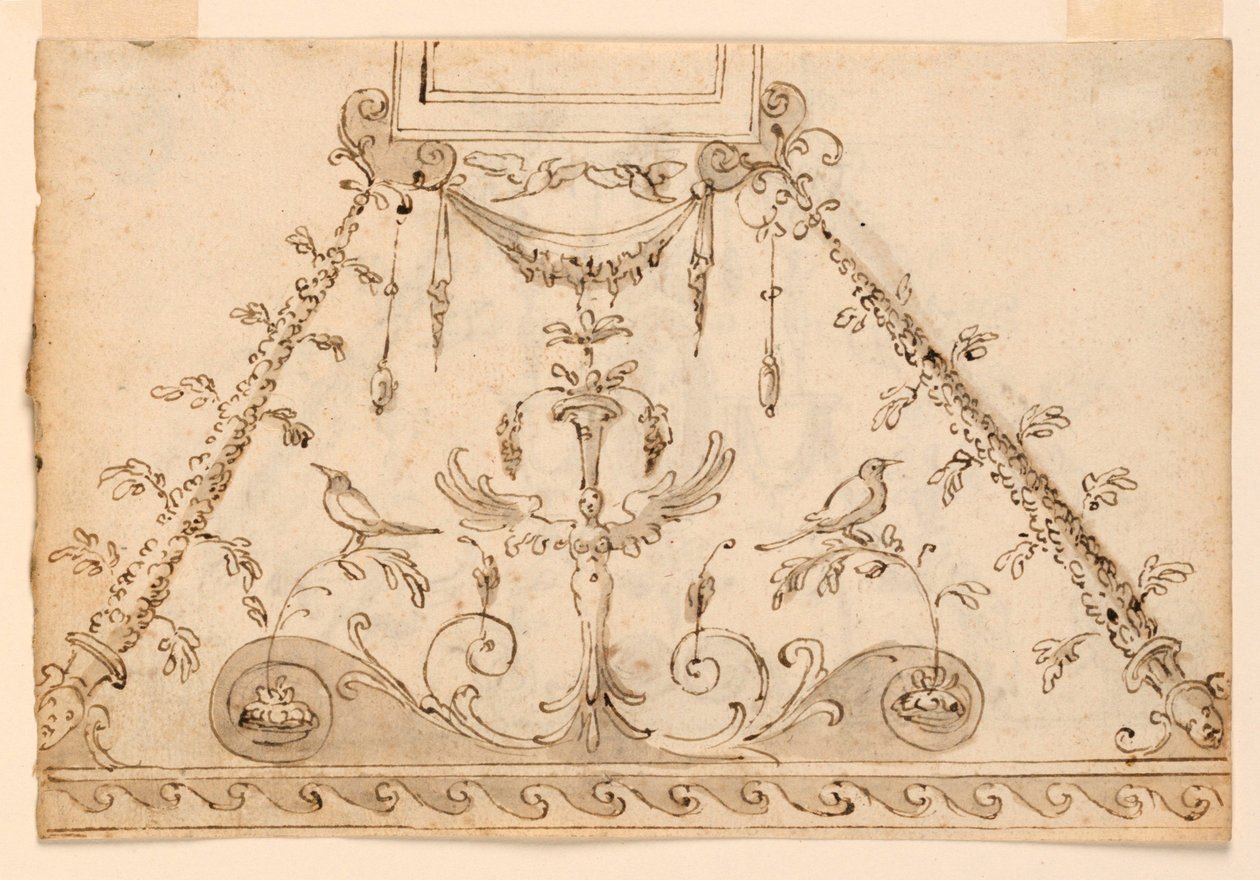 Twee projecten voor geschilderde groteske decoraties van een plafond door Unknown artist