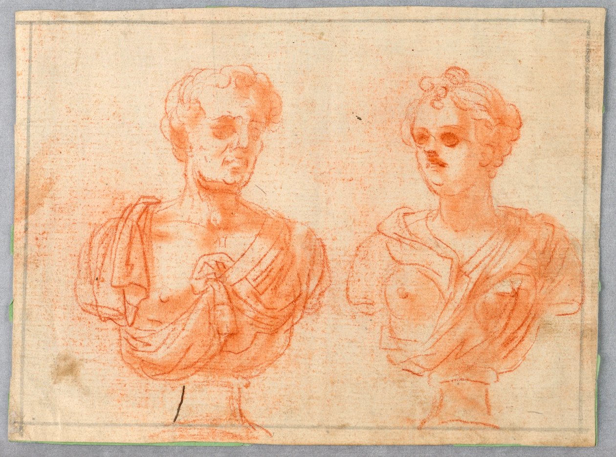 Twee Romeinse bustes door Unknown artist