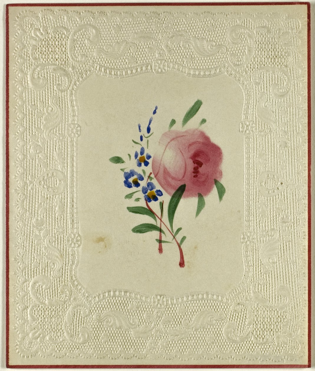 Valentijn zonder titel (Grote roze en kleine blauwe bloemen) door Unknown artist