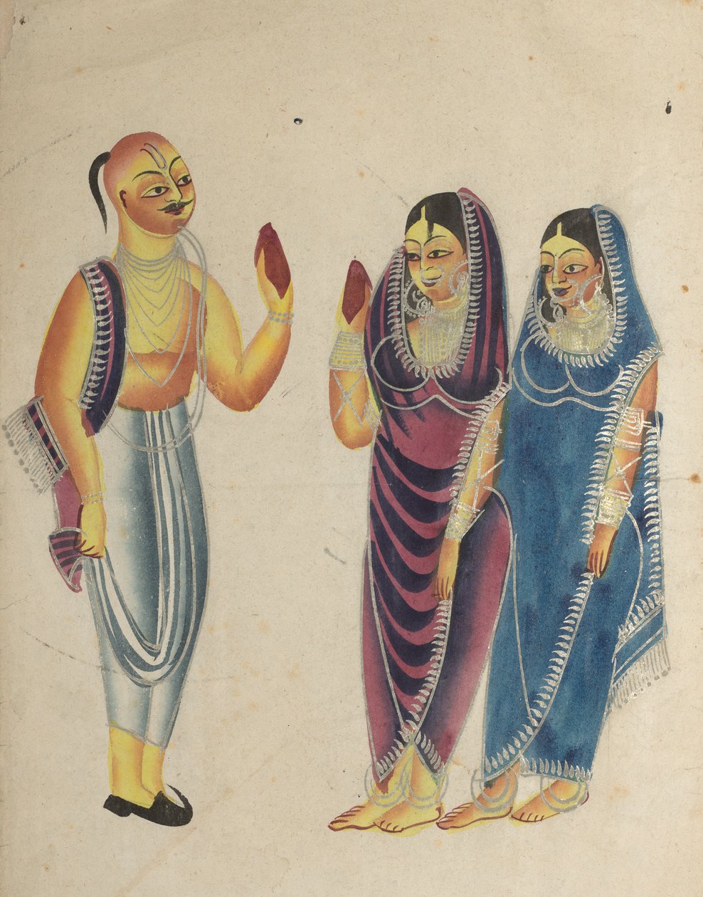 Vaishnava Toegewijde met Twee Vrouwen door Unknown artist