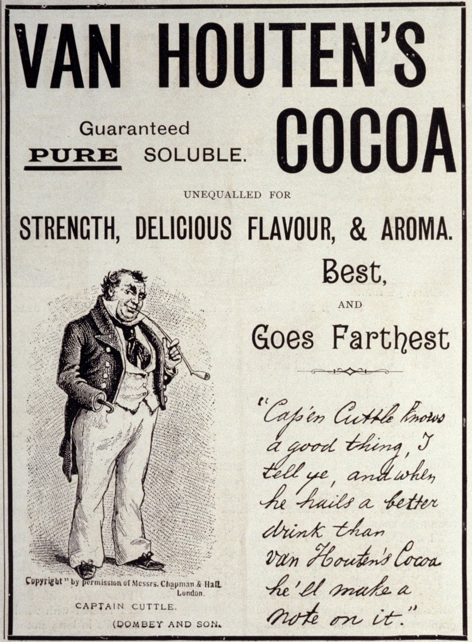 Van Houten cacao reclame sticker, circa 1890 door Unknown artist