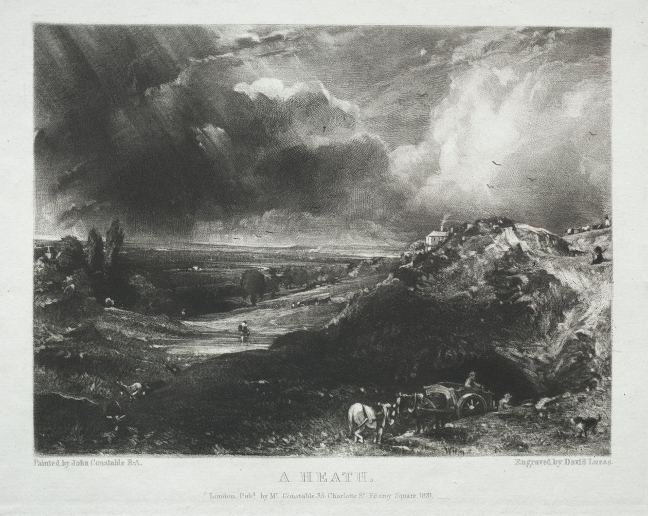 Verschillende onderwerpen van landschap, kenmerkend voor Engels landschap uit schilderijen van John Constable, R.A.: Een heide door Unknown artist