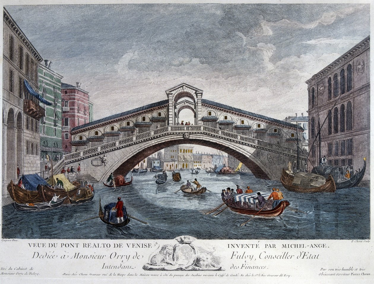 Venetië, uitzicht op de Rialtobrug - Optiek door Unknown artist