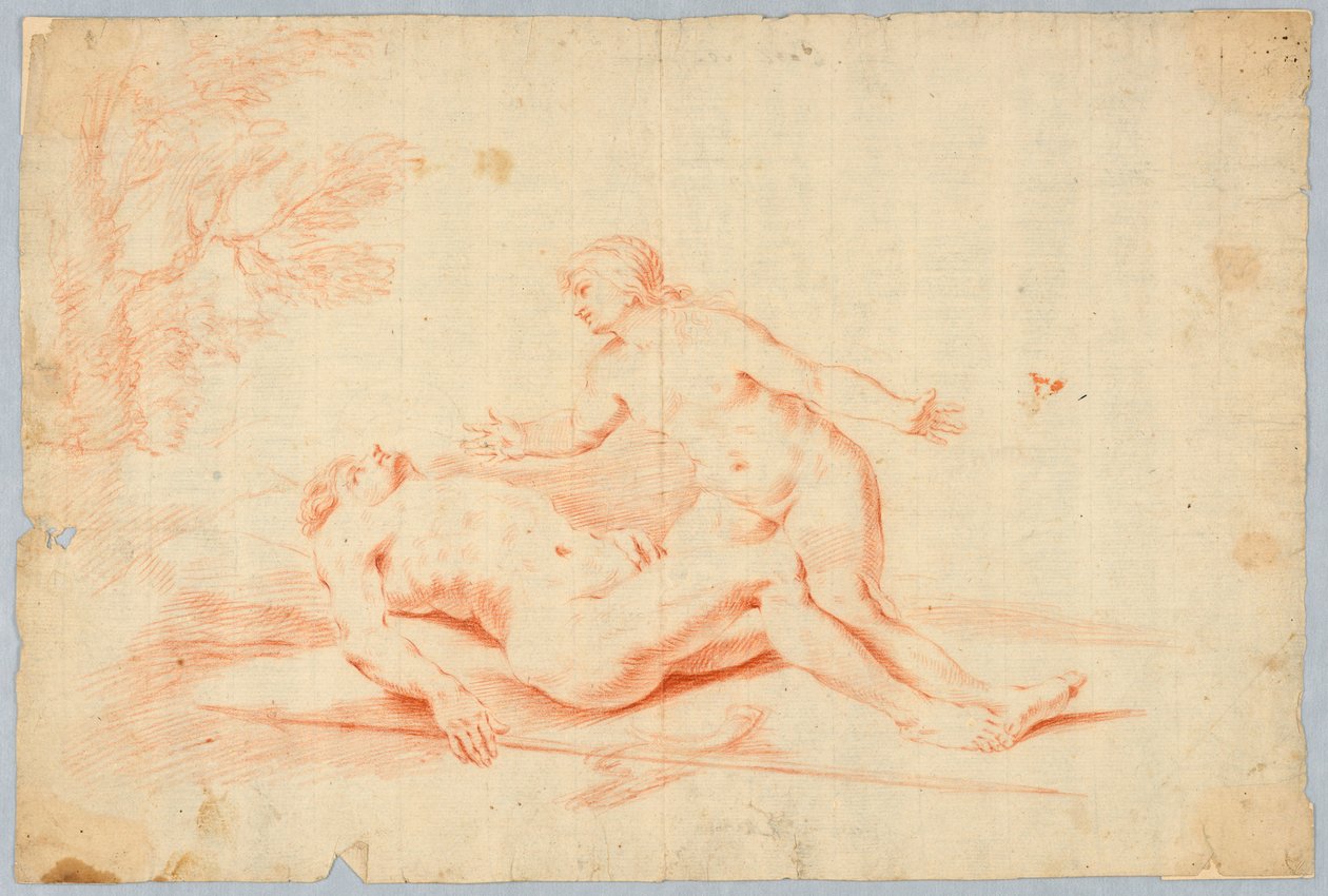 Venus naast de slapende Adonis door Unknown artist