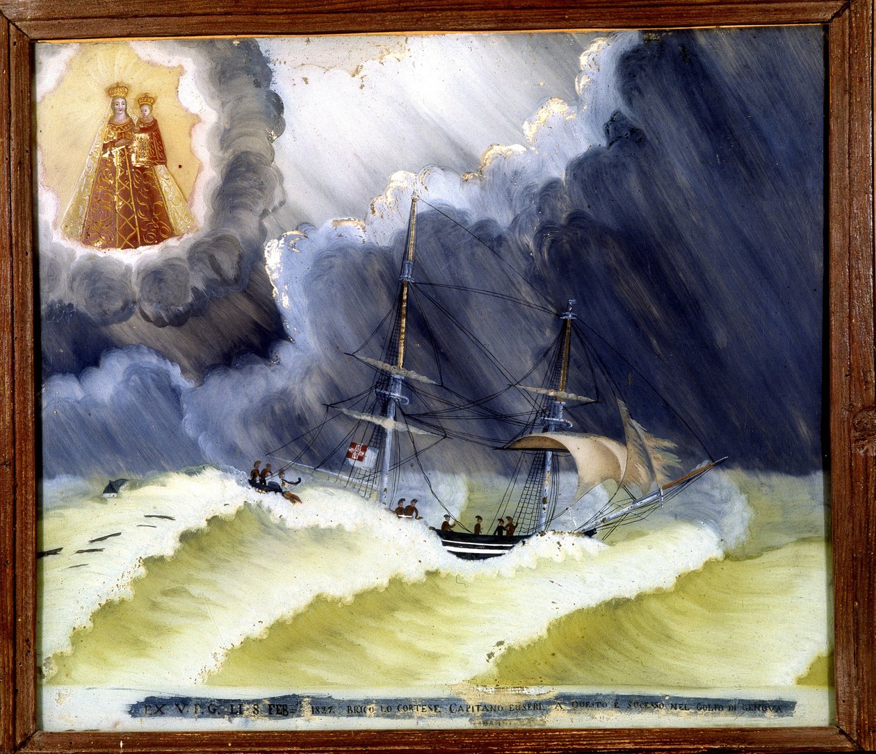 Schip in moeilijkheden - ex-voto van de Notre Dame de Laghet door Unknown artist