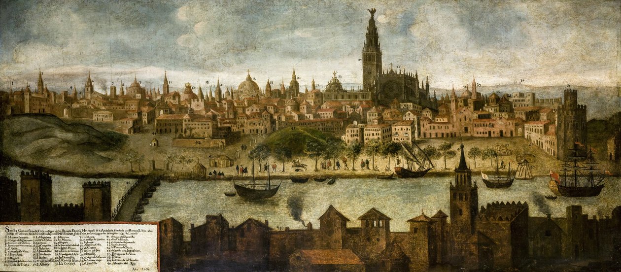 Gezicht op Hispalis (Sevilla) door Unknown artist