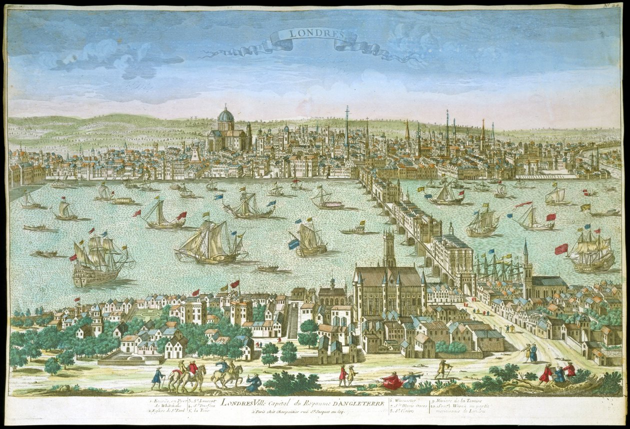 Zicht op Londen aan het begin van de 18e eeuw door Unknown artist