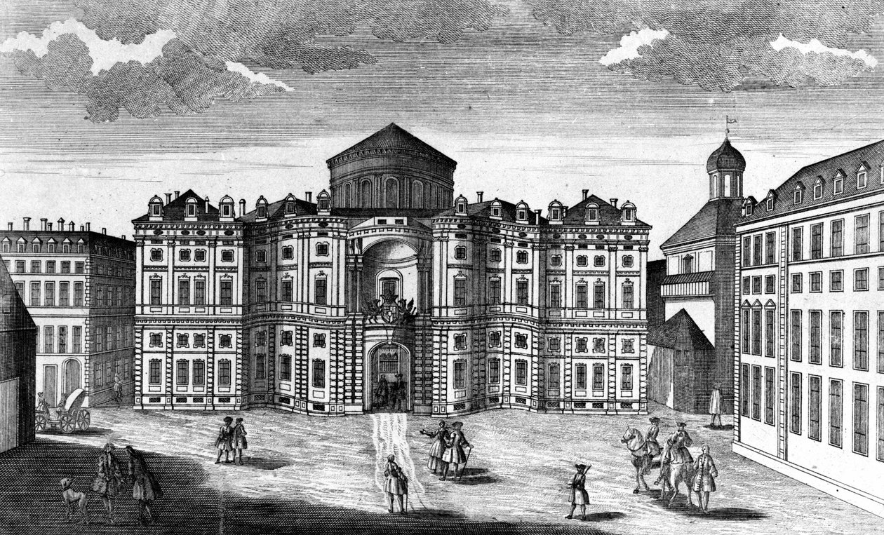 Zicht op Palazzo Carignano (Palazzo Carignan) in Turijn door Unknown artist