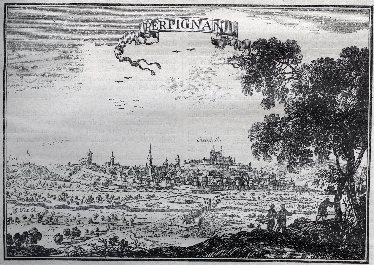 Zicht op Perpignan in de 17e eeuw door Unknown artist