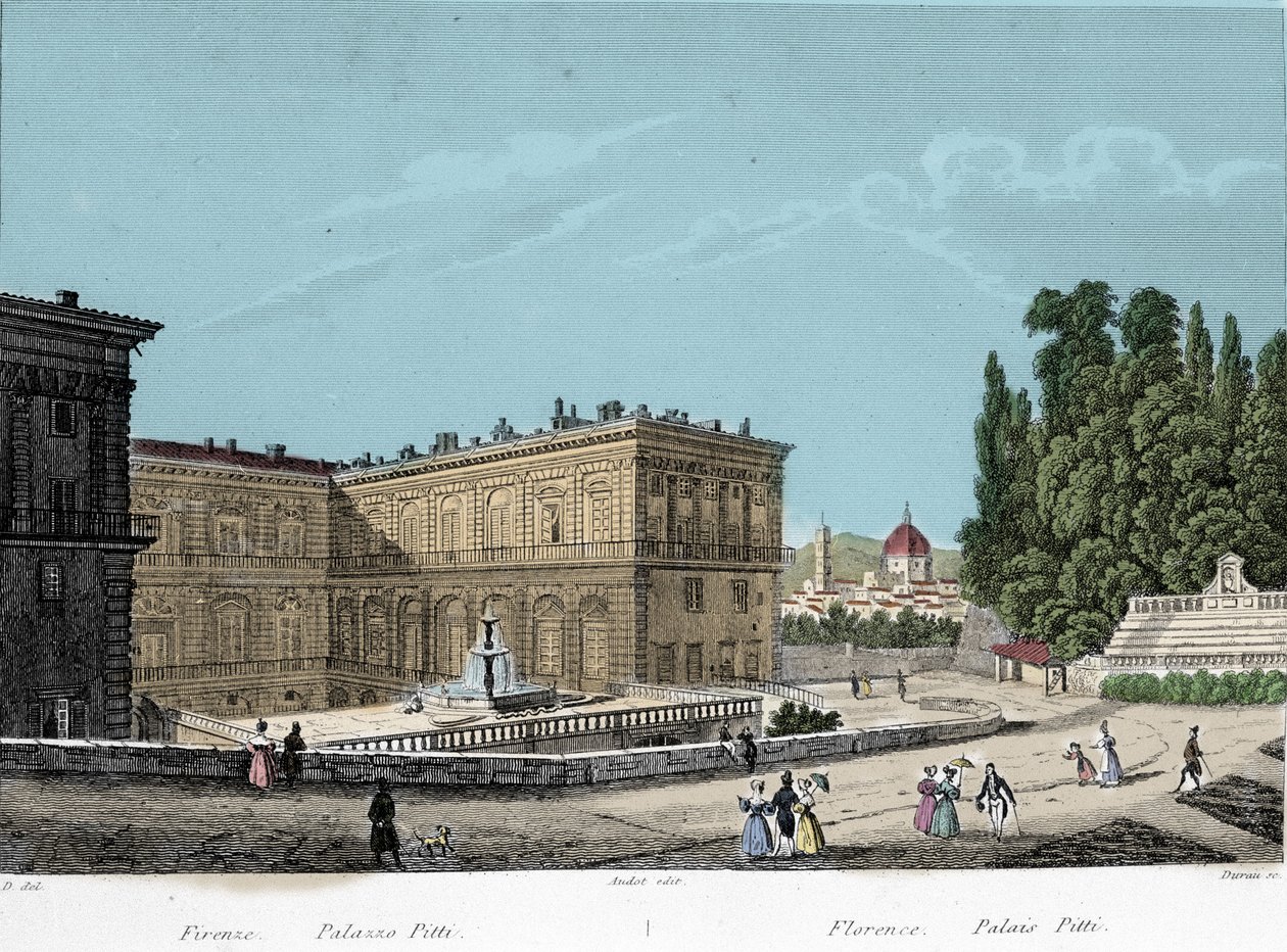 Uitzicht op het Pitti-paleis in Florence. 19e eeuw door Unknown artist