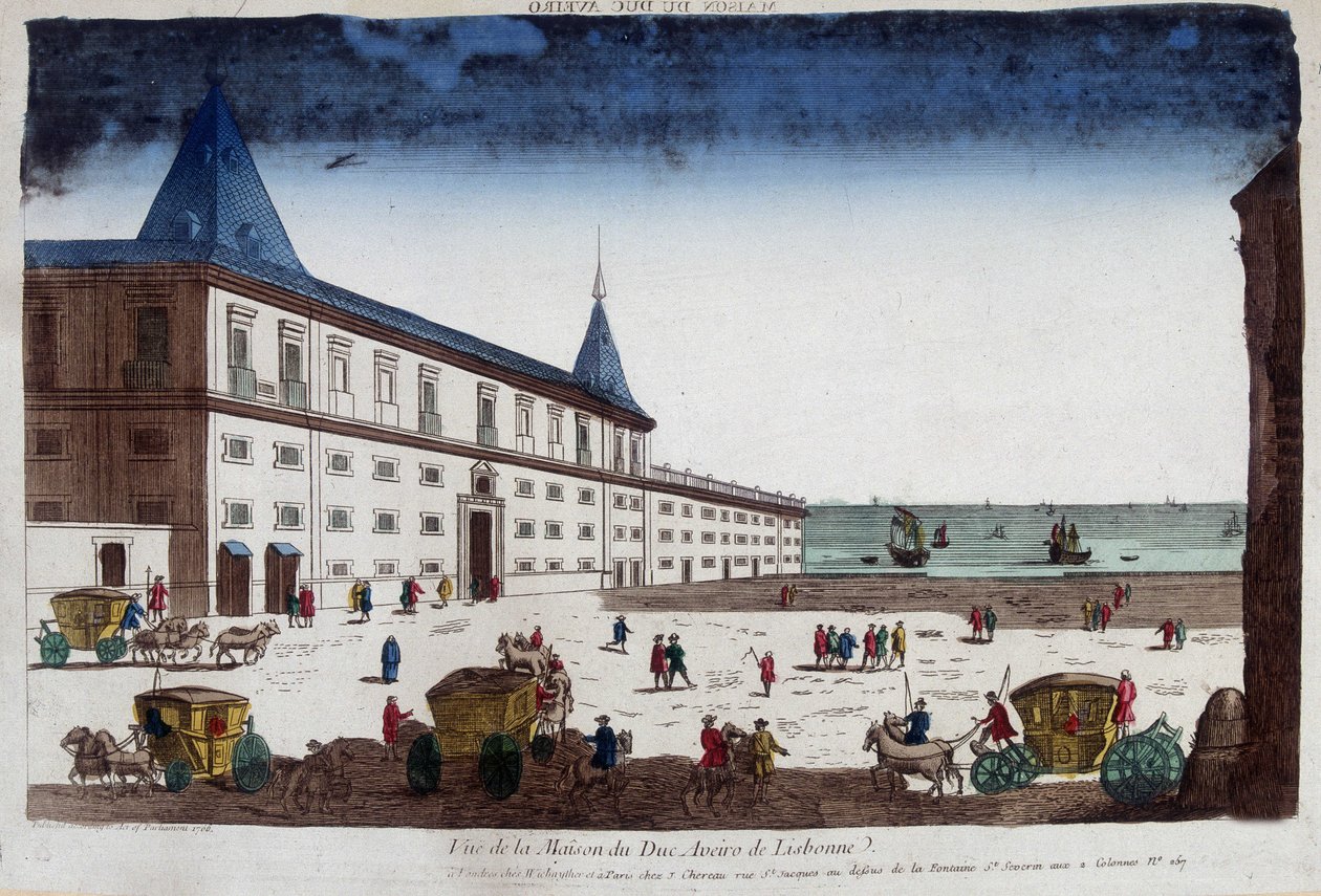 Uitzicht op het huis van de hertog van Aveiro in Lissabon, Portugal door Unknown artist