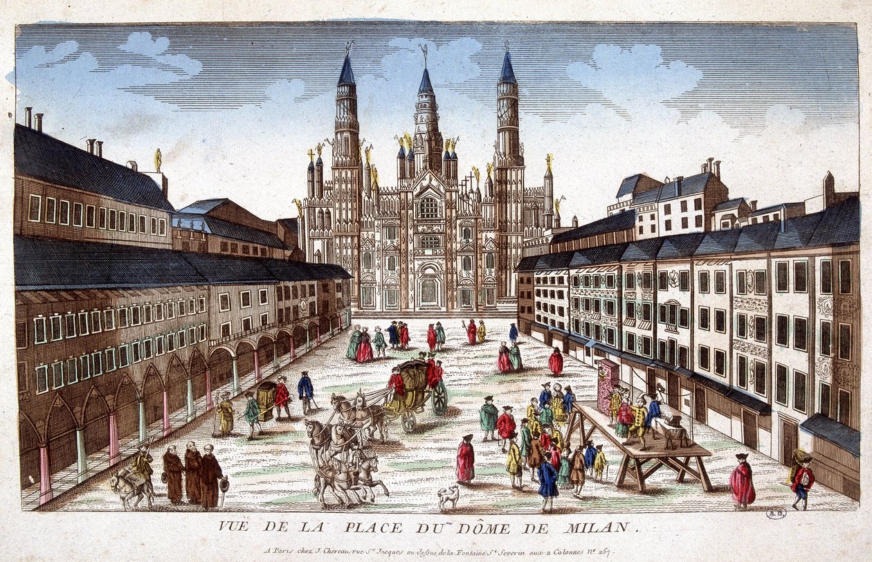 Zicht op het Duomo-plein in Milaan. Begin 18e eeuw door Unknown artist