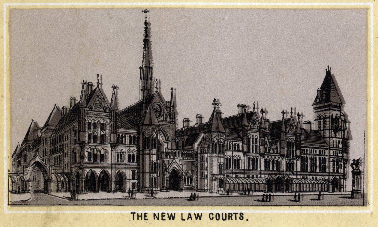 Uitzicht op het nieuwe gerechtsgebouw in Londen, Engeland door Unknown artist