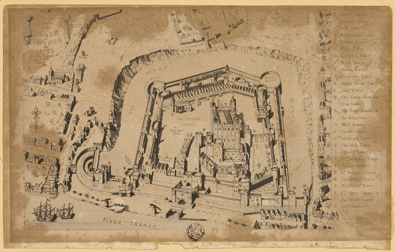 Gezicht op de Tower of London in 1553 door Unknown artist