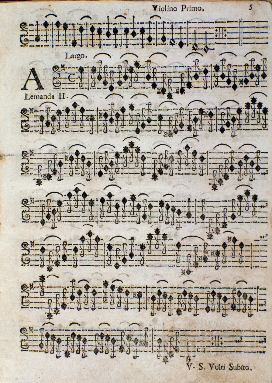 Viool. Bladmuziekpagina voor Balletto a 3, op. 3 door Tomaso Albinoni door Unknown artist