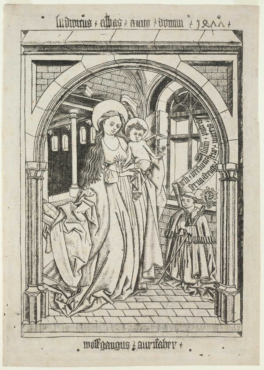 Maagd en Kind, Abt Ludwig Knielend door Unknown artist