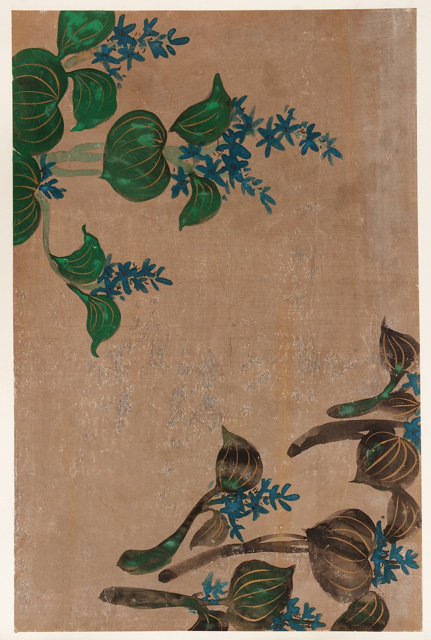 Waterplanten met Blauwe Bloemen door Unknown artist