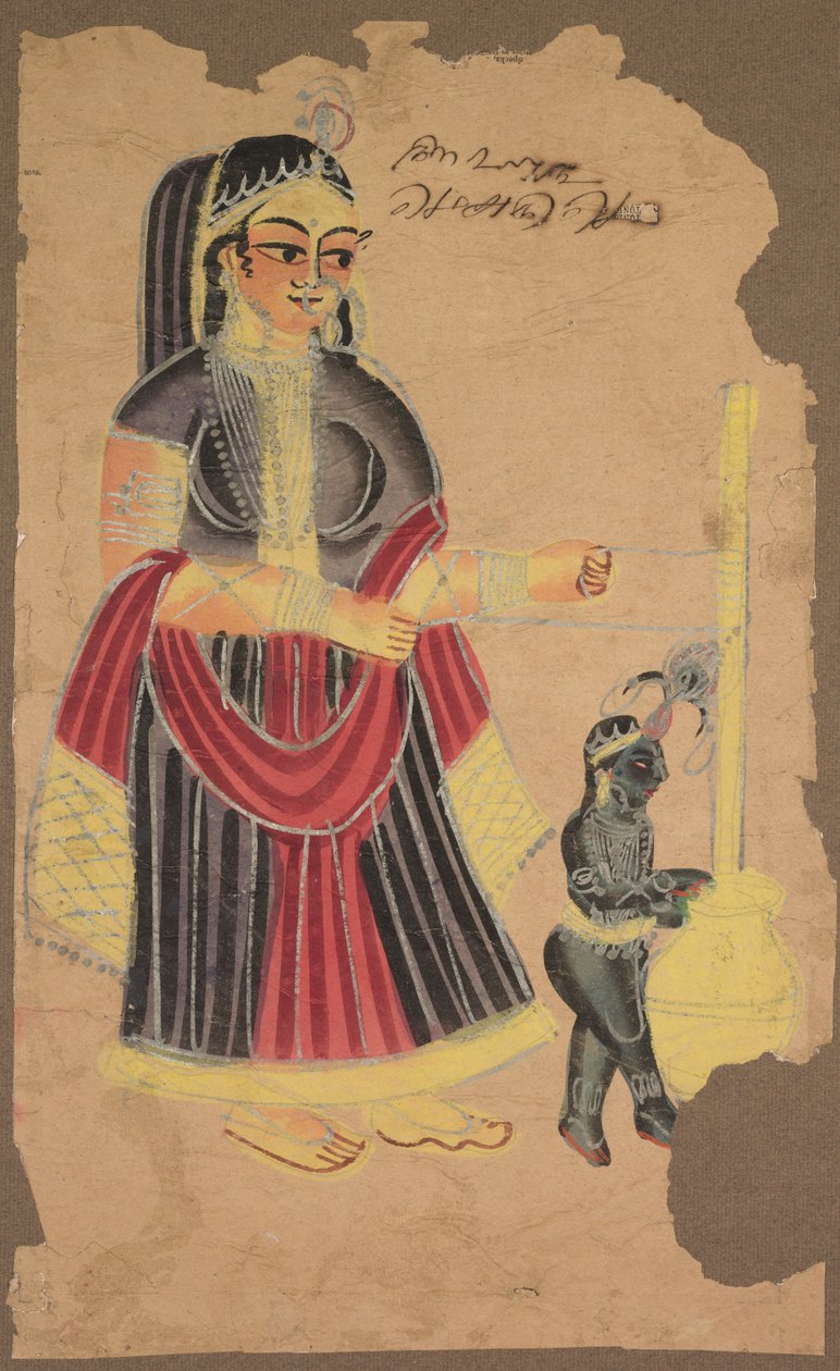 Yasoda en Krishna door Unknown artist