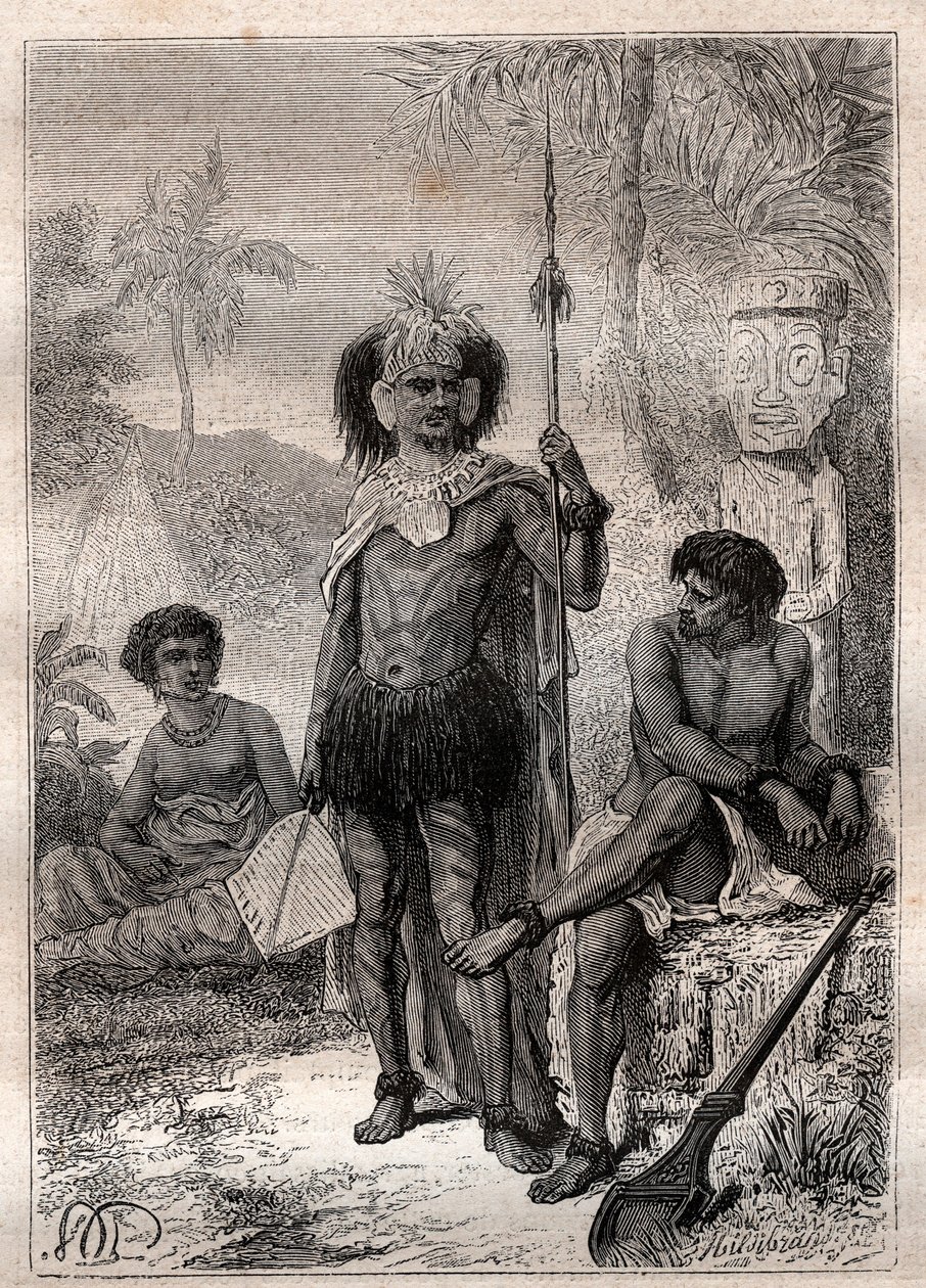 Inboorlingen van de Marquesaseilanden - Reis van kapitein James Cook door Unknown artist
