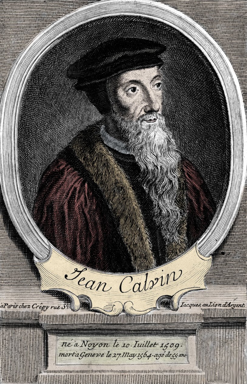 Portret van Jean Calvin, Franse religieuze hervormer en schrijver door Unknown artist