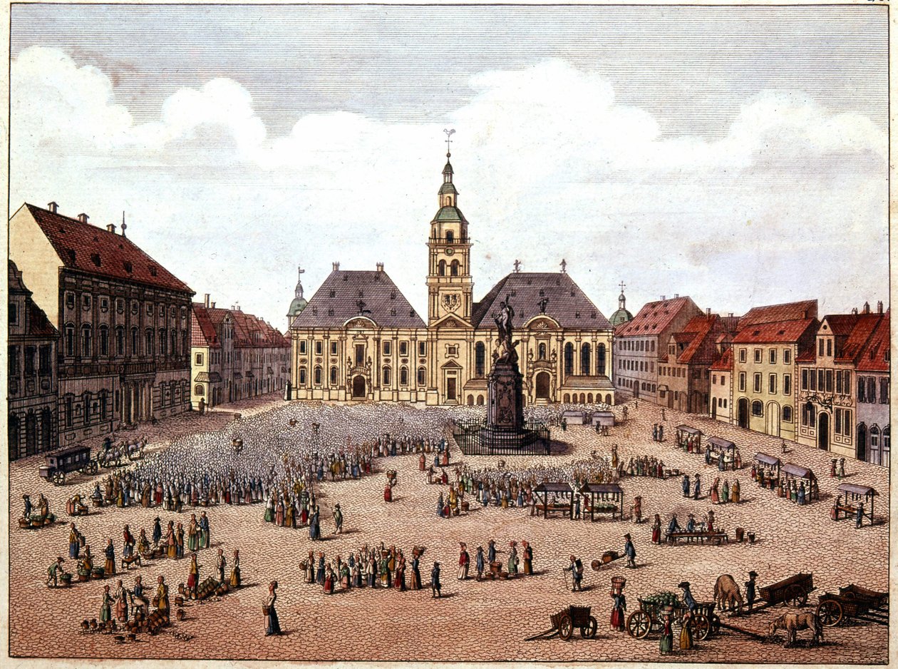 Het openbare plein van de stad Mannheim (Duitsland) door Unknown artist