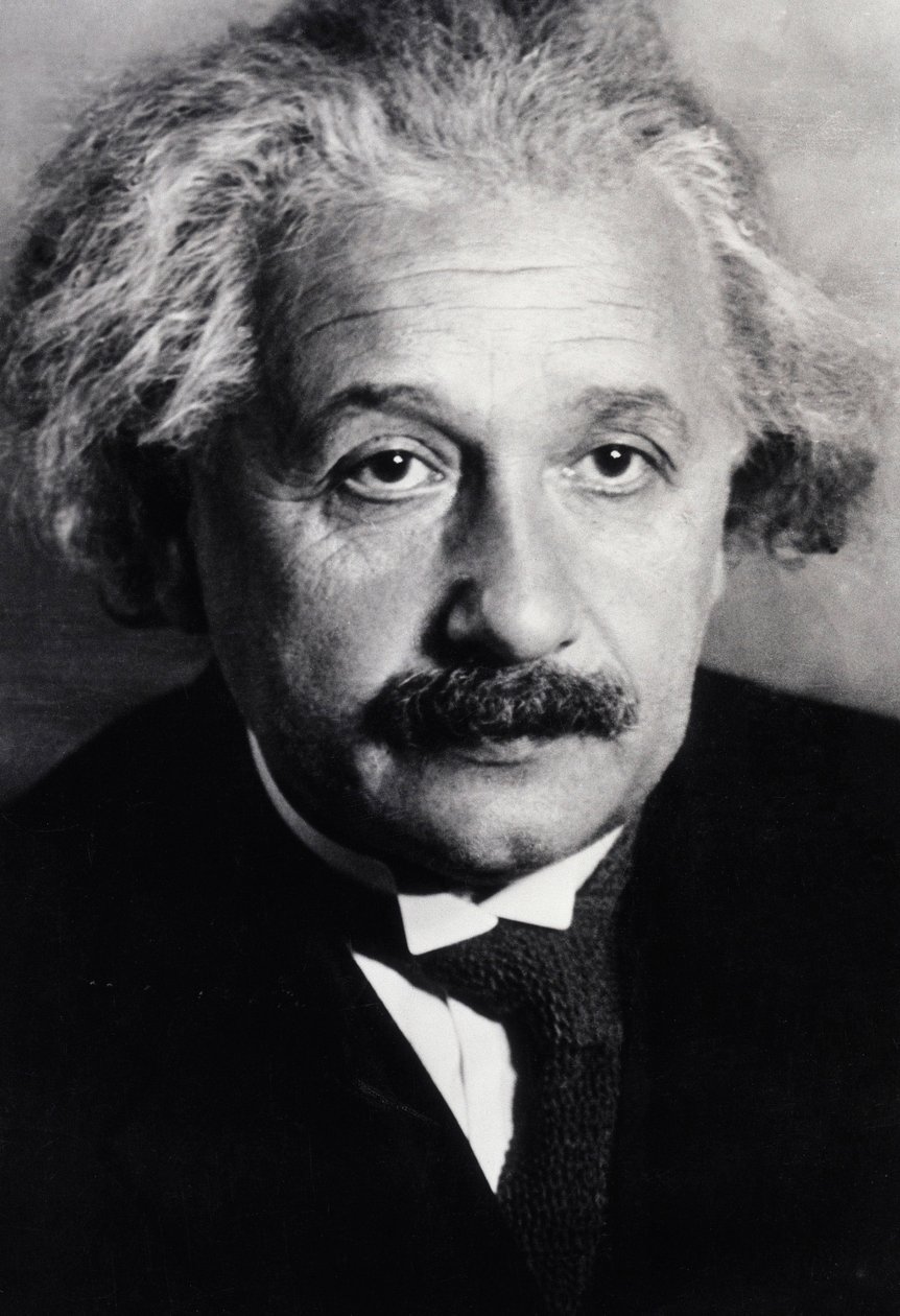 Albert Einstein (zwart-wit foto) door Unknown photographer