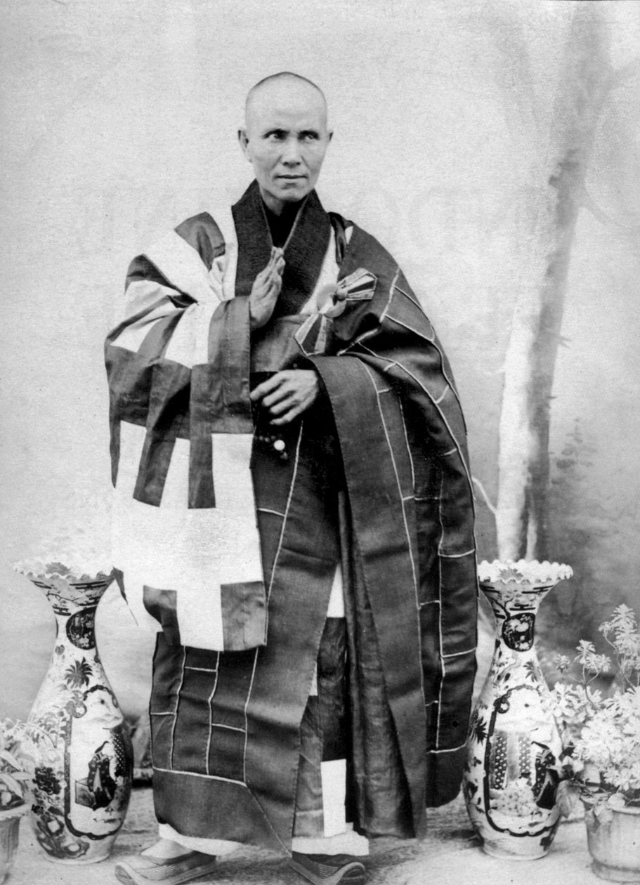 Annamese bonze in Cochinchina, Indochina, ca. 1900 (zwart-wit foto) door Unknown photographer