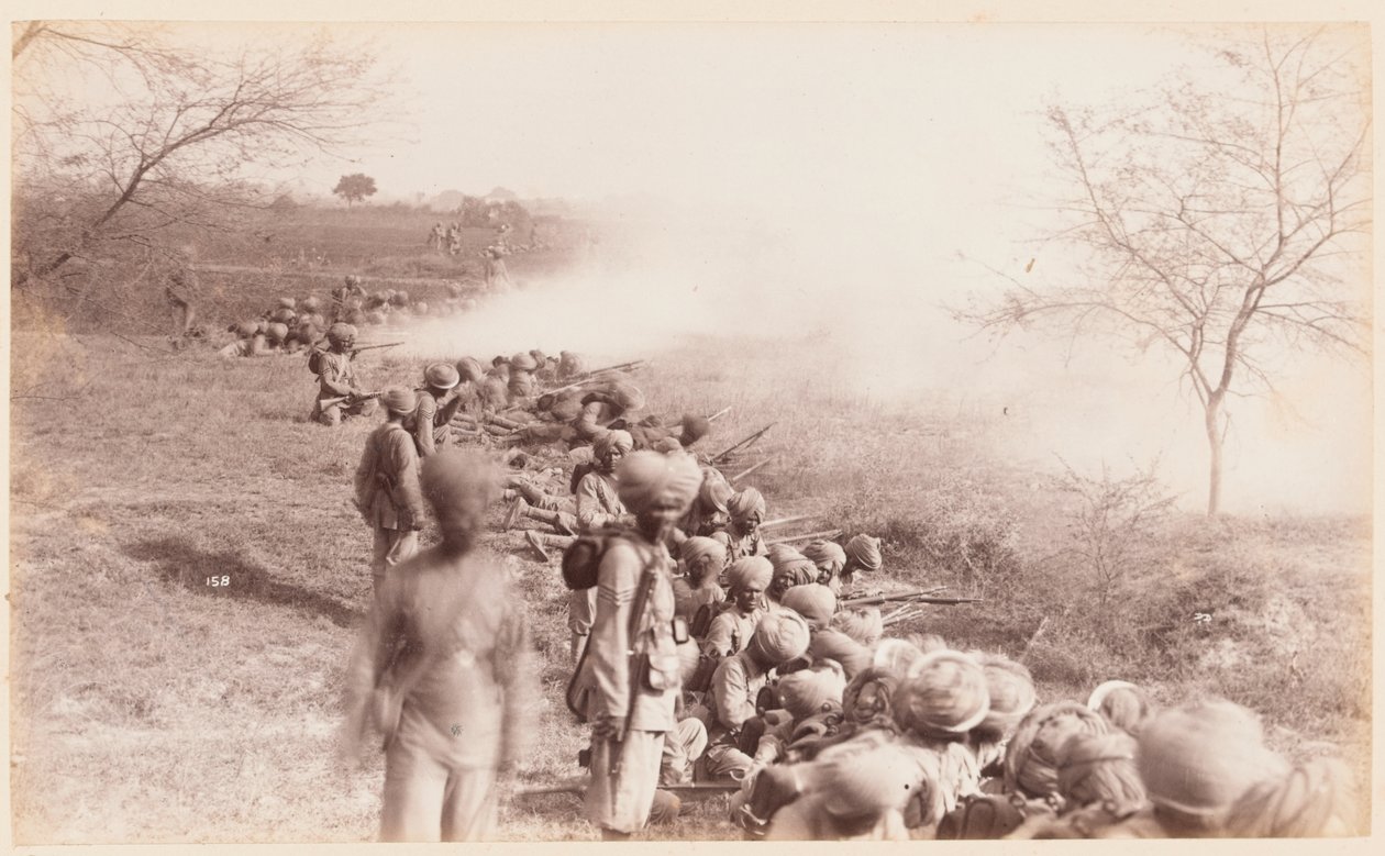 Schietlinie van het 14e Regiment van de Bengalese Infanterie (Ferozepore Sikhs), Delhi Oefenkamp door Unknown photographer